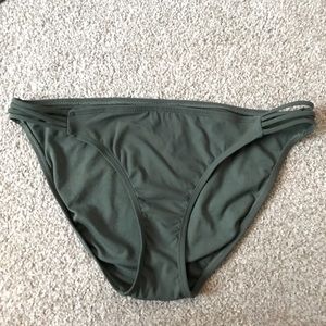 Aerie Olive Ribbed Strappy Bikini Bottoms - L